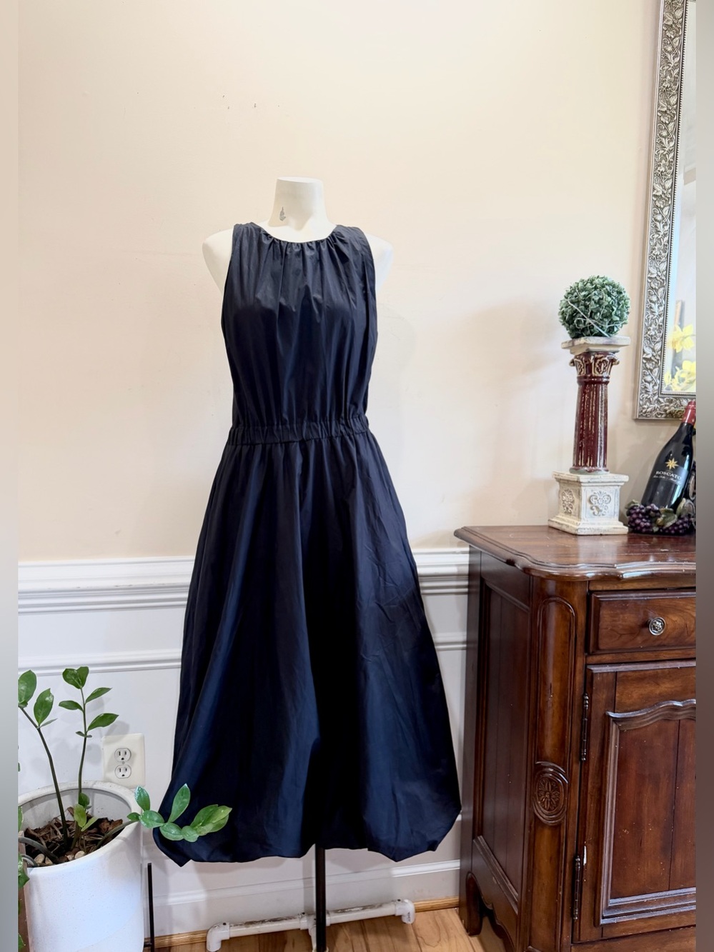Imperial Bubble Hem Black Dress